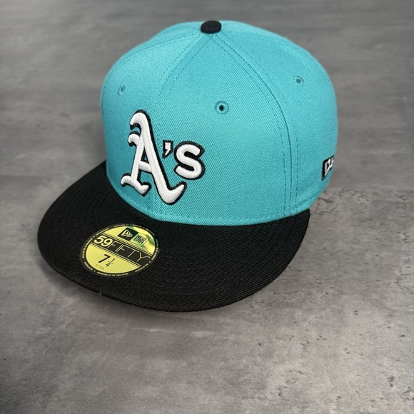 New Era Other - New Era Oakland Athletics A's Hat 59Fifty Cap 7 1/4 Teal Mint Black White Fitted